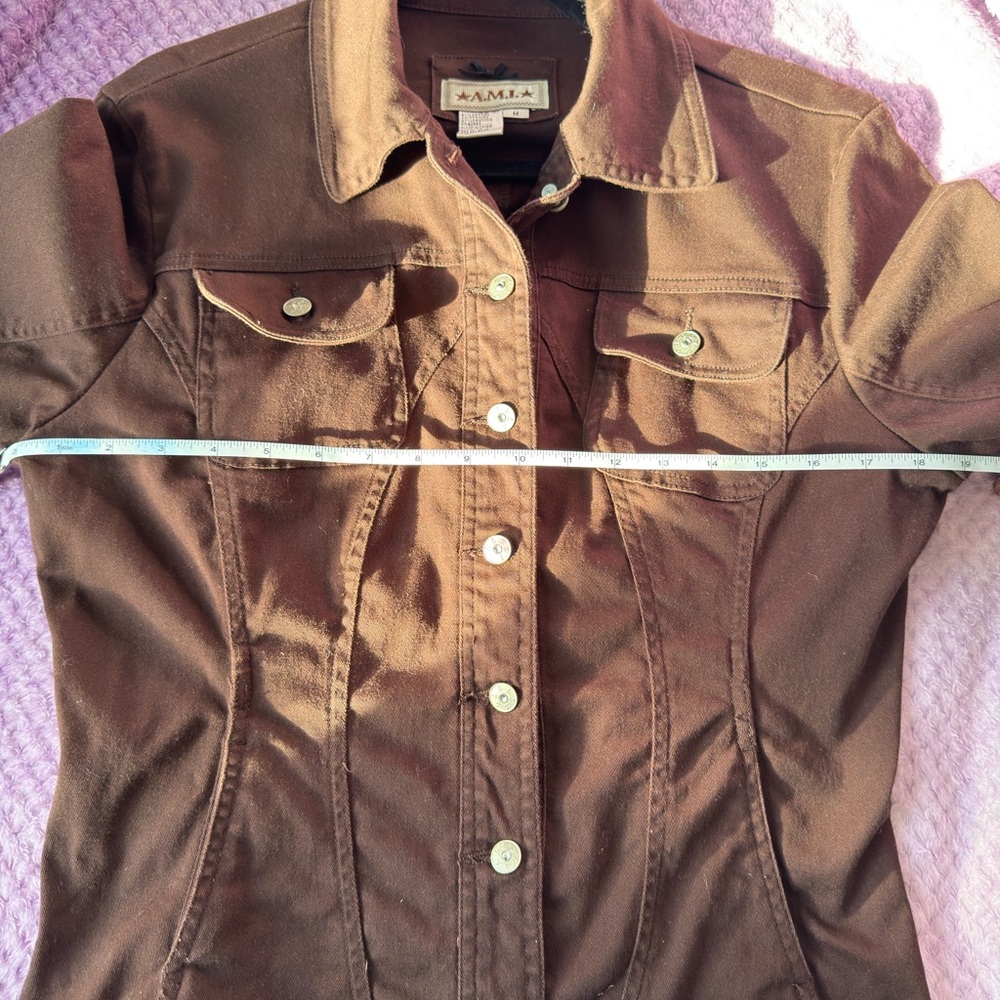 A.M.I. - Women's Chocolate Brown Denim Style Jacket - size M - Picture 5 of 8